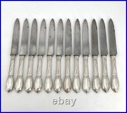12 grands couteaux BOULENGER modèle LOUIS XVI RUBANS métal argenté 25,5 cm