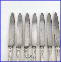 12 grands couteaux BOULENGER modèle LOUIS XVI RUBANS métal argenté 25,5 cm