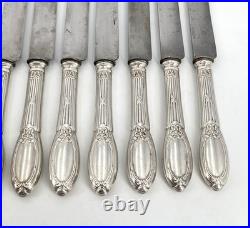 12 grands couteaux BOULENGER modèle LOUIS XVI RUBANS métal argenté 25,5 cm