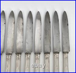 12 grands couteaux BOULENGER modèle LOUIS XVI RUBANS métal argenté 25,5 cm