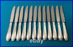 12 grands couteaux CHRISTOFLE ALFENIDE modèle POMPADOUR métal argenté 24,5 cm