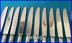 12 grands couteaux CHRISTOFLE ALFENIDE modèle POMPADOUR métal argenté 24,5 cm