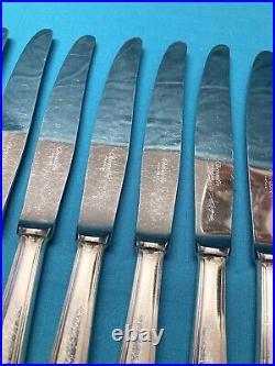 12 grands couteaux CHRISTOFLE modèle AMERICA métal argenté ART DÉCO 24,5 cm