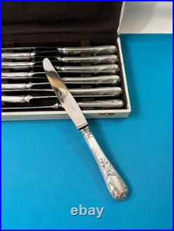 12 grands couteaux CHRISTOFLE modèle MARLY métal argenté 24,5 cm ROCAILLE table