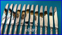 12 grands couteaux CHRISTOFLE modèle MARLY métal argenté 24,5 cm ROCAILLE table