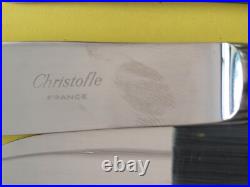 12 grands couteaux CHRISTOFLE modèle MARLY métal argenté couvert 24,5 cm 12 grands couteaux CHRISTOFLE modèle MARLY métal argenté couvert 24,5 cm