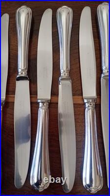 12 grands couteaux CHRISTOFLE modèle SPATOURS métal argenté 24,5 cm