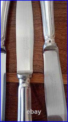 12 grands couteaux CHRISTOFLE modèle SPATOURS métal argenté 24,5 cm