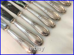12 grands couteaux ERCUIS métal argenté Modèle LAURIER couverts 25cm Table GS