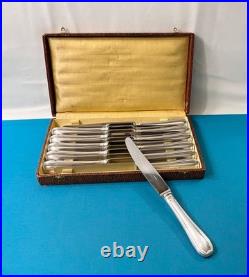 12 grands couteaux ERCUIS modèle AUTEUIL métal argenté 24,5 cm couvert table