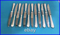 12 grands couteaux ERCUIS modèle BAGUETTE métal argenté couvert 24,5cm
