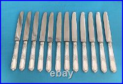 12 grands couteaux ERCUIS modèle LAURIERS métal argenté couvert table 25 cm