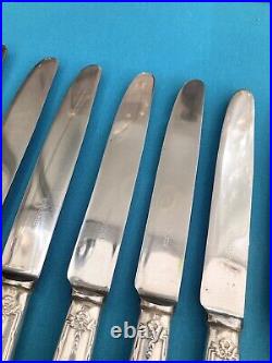 12 grands couteaux ERCUIS modèle LAURIERS métal argenté couvert table 25 cm