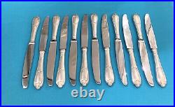 12 grands couteaux ERCUIS modèle POMPADOUR métal argenté couvert ménagère TBE
