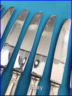 12 grands couteaux ERCUIS modèle POMPADOUR métal argenté couvert ménagère TBE
