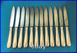 12 grands couteaux de table ART DECO métal argenté Modèle GRAND PRIX DE MONACO