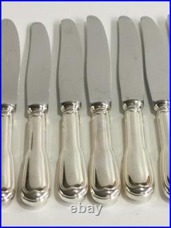 12 grands couteaux de table CHRISTOFLE modèle FILET CHINON métal argenté 24,5cm