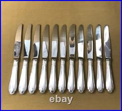 12 grands couteaux de table CHRISTOFLE modèle POMPADOUR métal argenté 24,5 cm