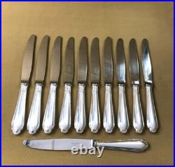 12 grands couteaux de table CHRISTOFLE modèle POMPADOUR métal argenté 24,5 cm