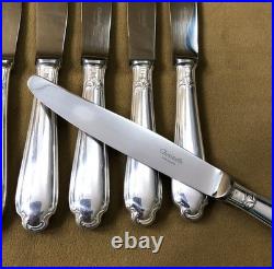 12 grands couteaux de table CHRISTOFLE modèle POMPADOUR métal argenté 24,5 cm
