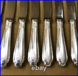 12 grands couteaux de table CHRISTOFLE modèle POMPADOUR métal argenté 24,5 cm