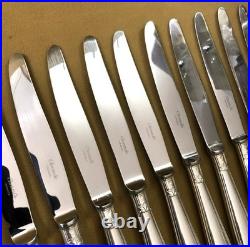 12 grands couteaux de table CHRISTOFLE modèle POMPADOUR métal argenté 24,5 cm