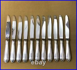 12 grands couteaux de table CHRISTOFLE modèle POMPADOUR métal argenté 24,5 cm