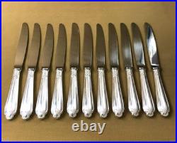 12 grands couteaux de table CHRISTOFLE modèle POMPADOUR métal argenté 24,5 cm