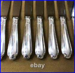 12 grands couteaux de table CHRISTOFLE modèle POMPADOUR métal argenté 24,5 cm