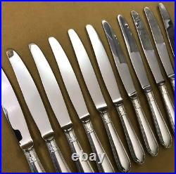 12 grands couteaux de table CHRISTOFLE modèle POMPADOUR métal argenté 24,5 cm