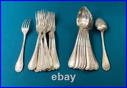12 grands couverts CHRISTOFLE modèle RUBANS CROISÉS métal argenté 21,5 cm