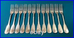 12 grands couverts ERCUIS modèle VIEUX PARIS métal argenté CLUNY 20,5 cm table