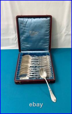 12 petites cuillères BOULENGER modèle TULIPE métal argenté ART NOUVEAU 14 cm