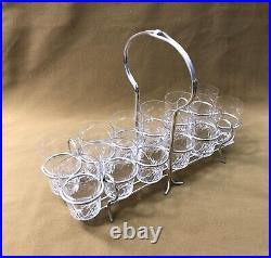 12 verres / gobelets en cristal BACCARAT modèle RICHELIEU panier métal argenté