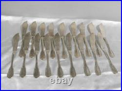 18 Couteaux A Poisson Ancien Métal Argente Modèle Vieux Paris Uni Plat