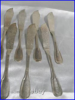 18 Couteaux A Poisson Ancien Métal Argente Modèle Vieux Paris Uni Plat