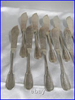 18 Couteaux A Poisson Ancien Métal Argente Modèle Vieux Paris Uni Plat