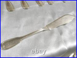 18 Couteaux A Poisson Ancien Métal Argente Modèle Vieux Paris Uni Plat