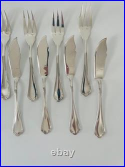 24 couverts à poisson Ercuis modèle Sully, métal argenté, 60 gr argent TBE