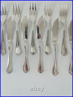 24 couverts à poisson Ercuis modèle Sully, métal argenté, 60 gr argent TBE
