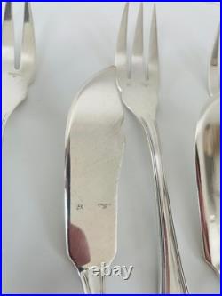 24 couverts à poisson Ercuis modèle Sully, métal argenté, 60 gr argent TBE
