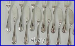24 couverts à poisson Ercuis modèle Sully, métal argenté, 60 gr argent TBE