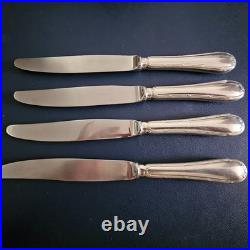 4 Couteaux de Table Christofle Modèle RUBANS Métal Argenté 24,5cm TBE