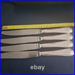 4 Couteaux de Table Christofle Modèle RUBANS Métal Argenté 24,5cm TBE