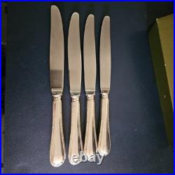 4 Couteaux de Table Christofle Modèle RUBANS Métal Argenté 24,5cm TBE