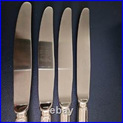 4 Couteaux de Table Christofle Modèle RUBANS Métal Argenté 24,5cm TBE