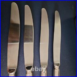 4 Couteaux de Table Christofle Modèle RUBANS Métal Argenté 24,5cm TBE