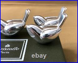 4 portes nom / menu / bristol CHRISTOFLE modèle PICCOLO métal argenté Oiseau