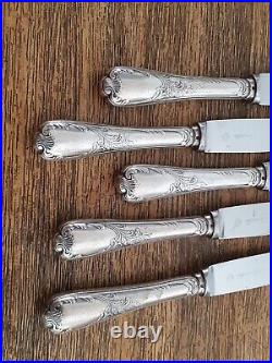 5 Couteaux A Entremet Fromage En Metal Argente Christofle Modele Marly Ancien