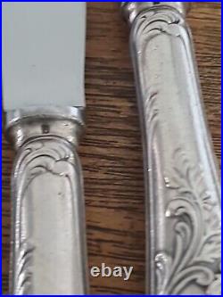 5 Grands Couteaux En Metal Argente Christofle Modele Marly Ancien